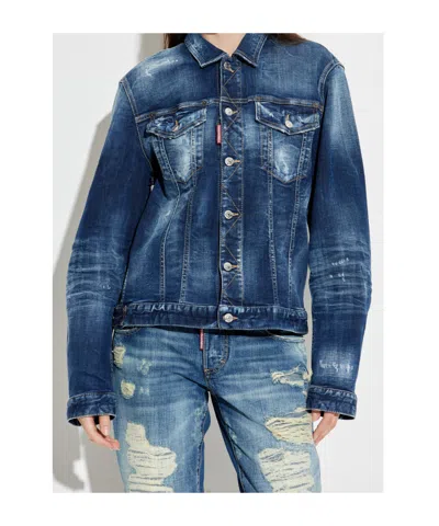 Dsquared2 Long Sleeve Denim Jacket In Blue