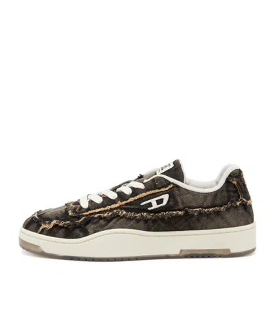 Diesel Casual Low-top Sneakers Frayed Detail In Black