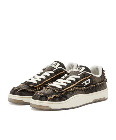 Diesel Casual Low-top Sneakers Frayed Detail In Black