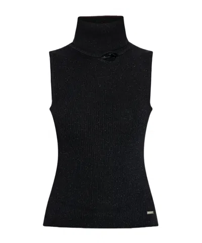 Dsquared2 Sleeveless Turtleneck Top In Black