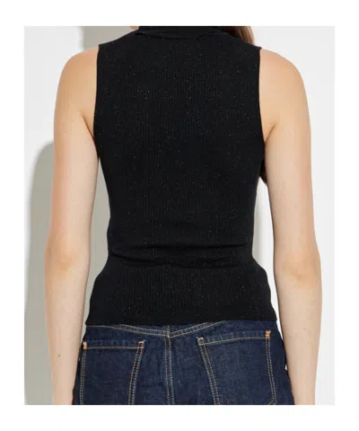 Dsquared2 Sleeveless Turtleneck Top In Black