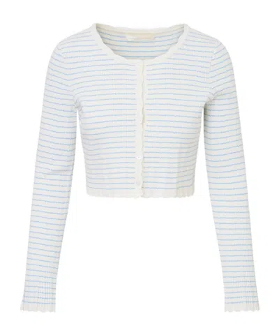 Loveshackfancy Media Striped Stretch Knit Cardigan In Multi