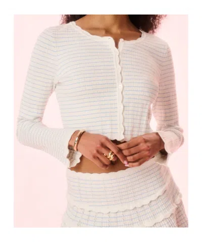 Loveshackfancy Media Striped Stretch Knit Cardigan In Multi