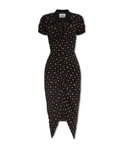 Vivienne Westwood Collared Dress With Front Slit And Keyhole In Black