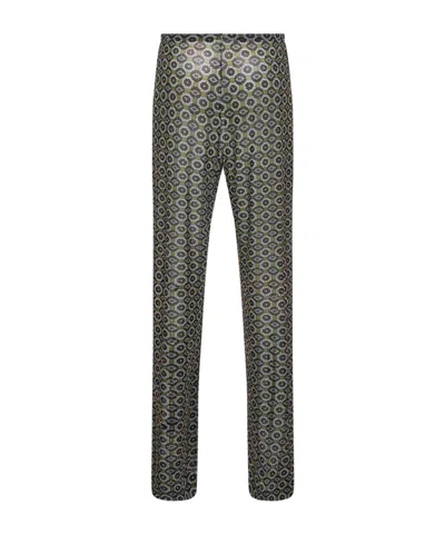 Dries Van Noten Regular Fit Mesh Trousers With Geometric Print In Multi