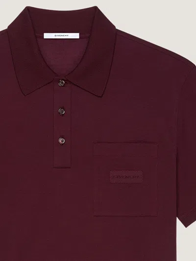 Givenchy Polo In Cotton With  Patch In Burgundy