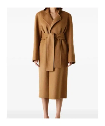Khaite Single-breasted Belted Coat In Brown