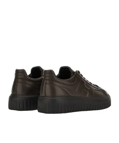 Hogan H-stripes Allacciato H Sneakers In Brown