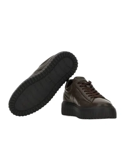 Hogan H-stripes Allacciato H Sneakers In Brown