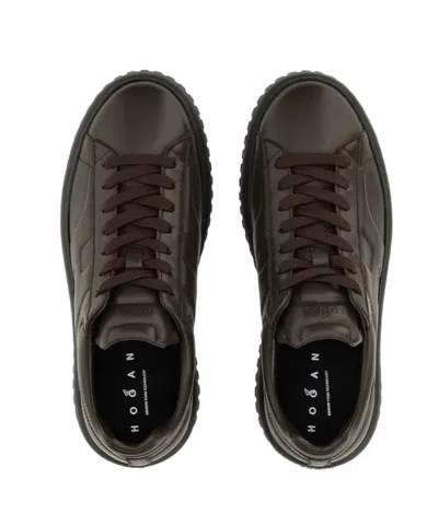 Hogan H-stripes Allacciato H Sneakers In Brown