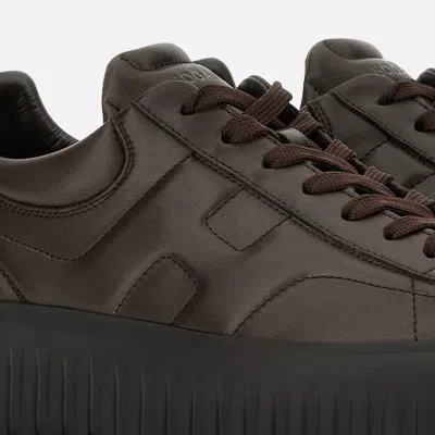 Hogan H-stripes Allacciato H Sneakers In Brown