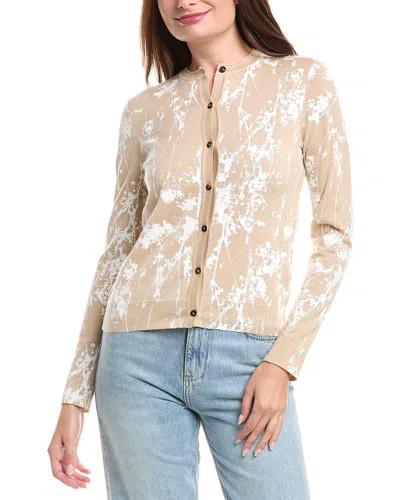 Lafayette 148 New York Shadow Print Crewneck Cashmere Sweater In Brown