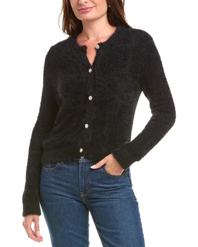 Rain + Rose Eyelash Cardigan In Black