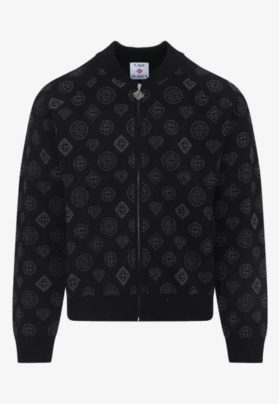 Casablanca Bomber Jacket With Ribbed Details In Black