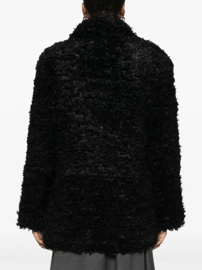 Gestuz Long-sleeve Textured Coat In Black
