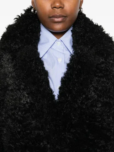 Gestuz Long-sleeve Textured Coat In Black