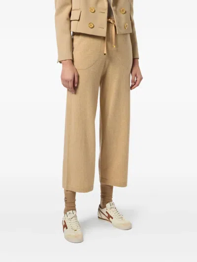 Elisabetta Franchi Virgin-wool Track Pants In Brown
