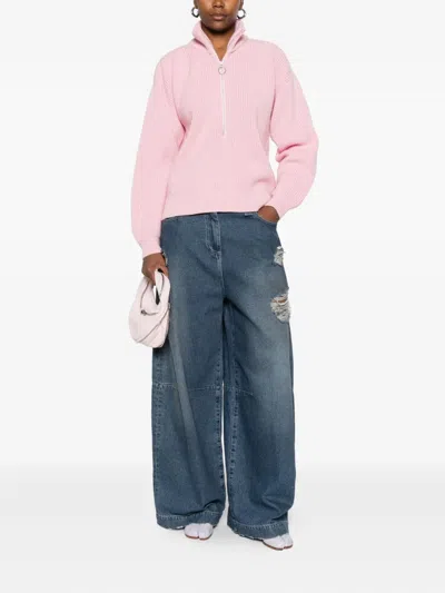 高领正面拉链毛衣