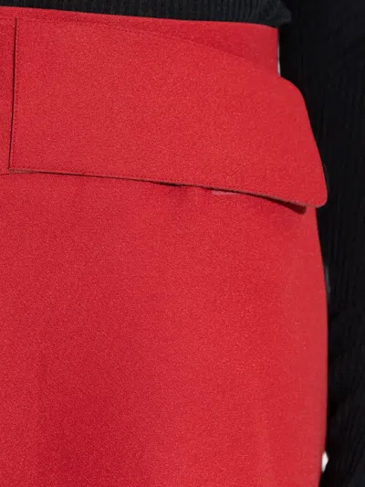 Tory Burch Layered Asymmetric Midi Skirt In Red