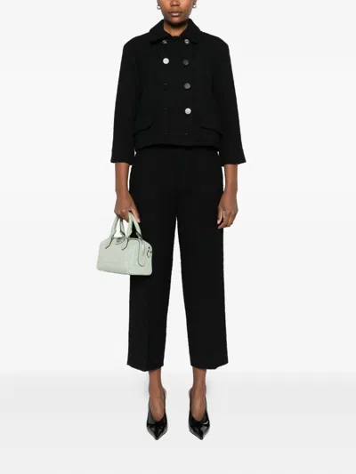 Gucci Wool Tweed Double-breasted Blazer In Black