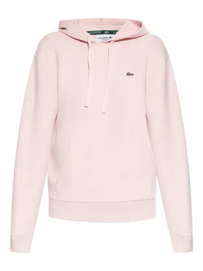 Lacoste Piqué Hoodie In Pink