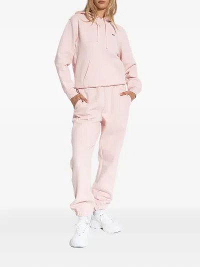 Lacoste Piqué Hoodie In Pink