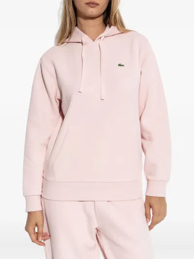 Lacoste Piqué Hoodie In Pink