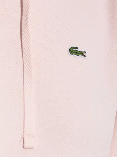 Lacoste Piqué Hoodie In Pink