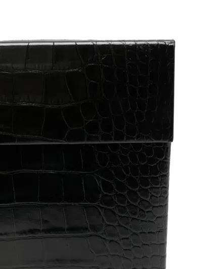 Tom Ford Crocodile-pattern Flap Portfolio In Black