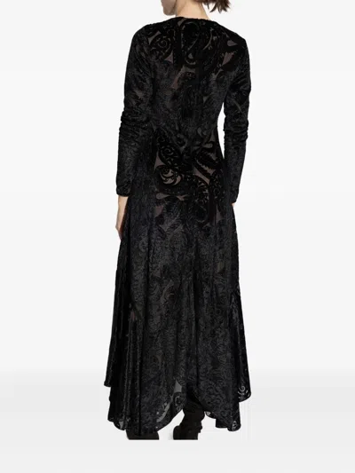 Etro Velvet Paisley Mermaid Maxi Dress In Black