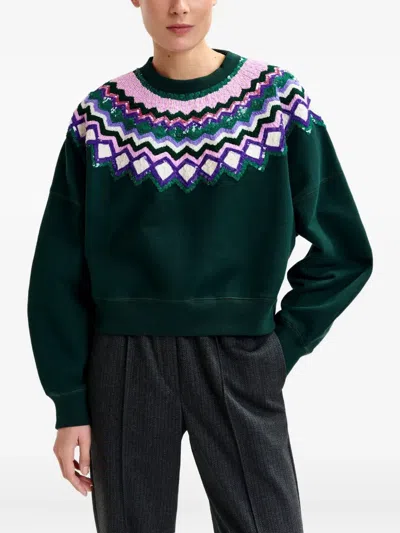 Essentiel Antwerp Sequin-embellishment Sweater In Green