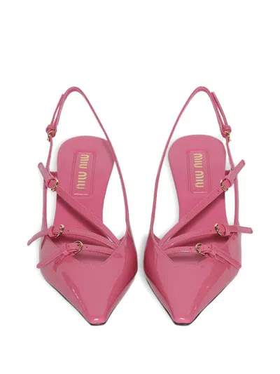 Miu Miu 25mm Slingback Pointed-toe Sandals In Pink