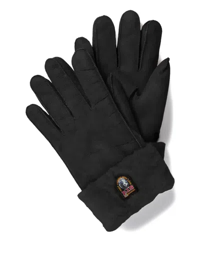 Parajumpers Logo-patch Suede Gloves In Black