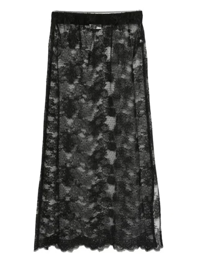 Malina Floral-lace Midi Skirt In Black