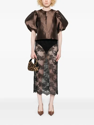 Malina Floral-lace Midi Skirt In Black