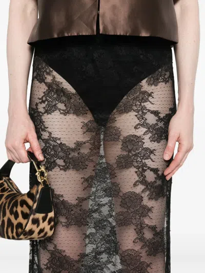 Malina Floral-lace Midi Skirt In Black