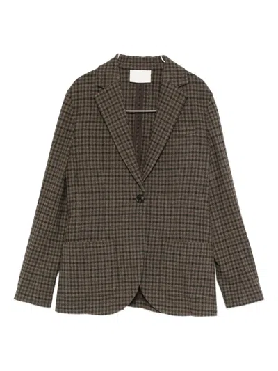 Circolo 1901 Brown Checkered Tailored Jacket In Wool-cashmere Blend In Brown