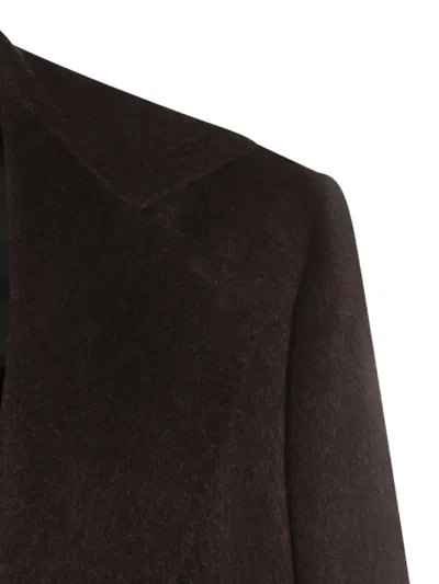 Kiton Double-breasted Coat Featuring Back Vent In Black