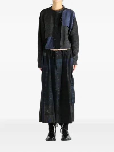 Y's Patchwork Wool Cardigan In Multi