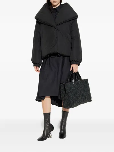 Moschino Long Sleeve Cotton Coat In Black