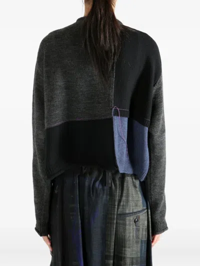 Y's Patchwork Wool Cardigan In Multi