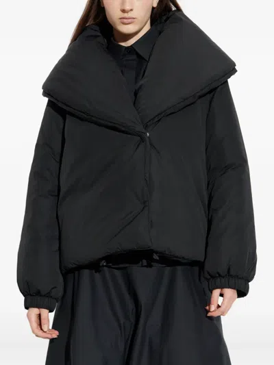 Moschino Long Sleeve Cotton Coat In Black