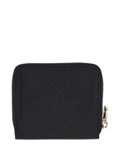 Borbonese Zip-around Spotted-pattern Purse In Black
