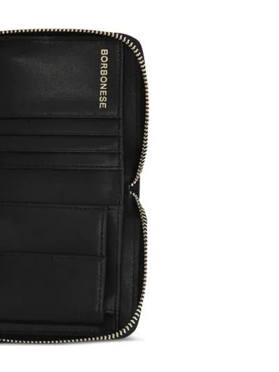 Borbonese Zip-around Spotted-pattern Purse In Black
