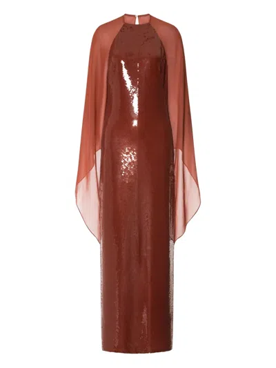 Alberta Ferretti Sequined Gown In Brown