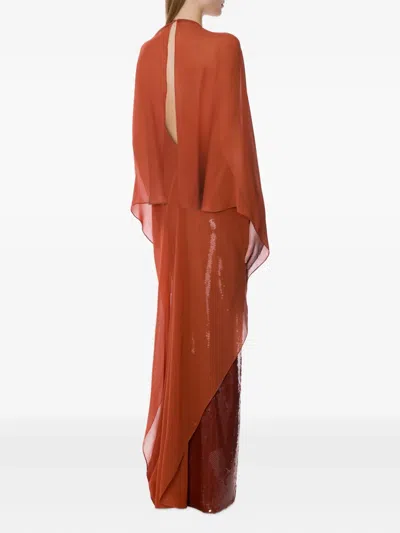 Alberta Ferretti Sequined Gown In Brown