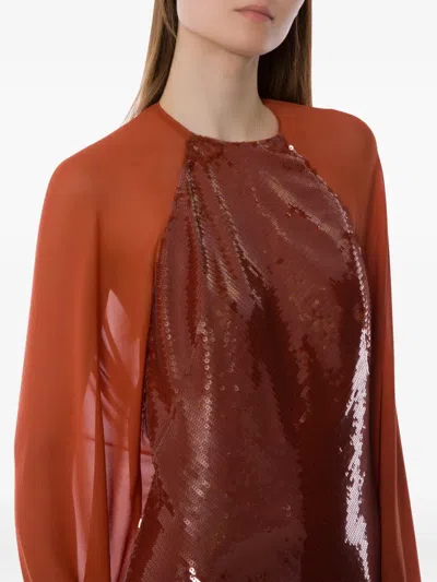 Alberta Ferretti Sequined Gown In Brown