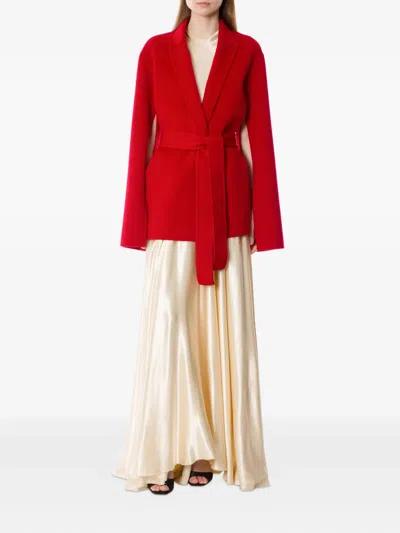 Alberta Ferretti Double-breasted Belted Blazer In Red