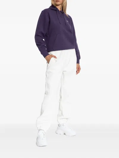 Lacoste Logo-patch Hoodie In Purple