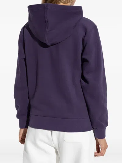 Lacoste Logo-patch Hoodie In Purple